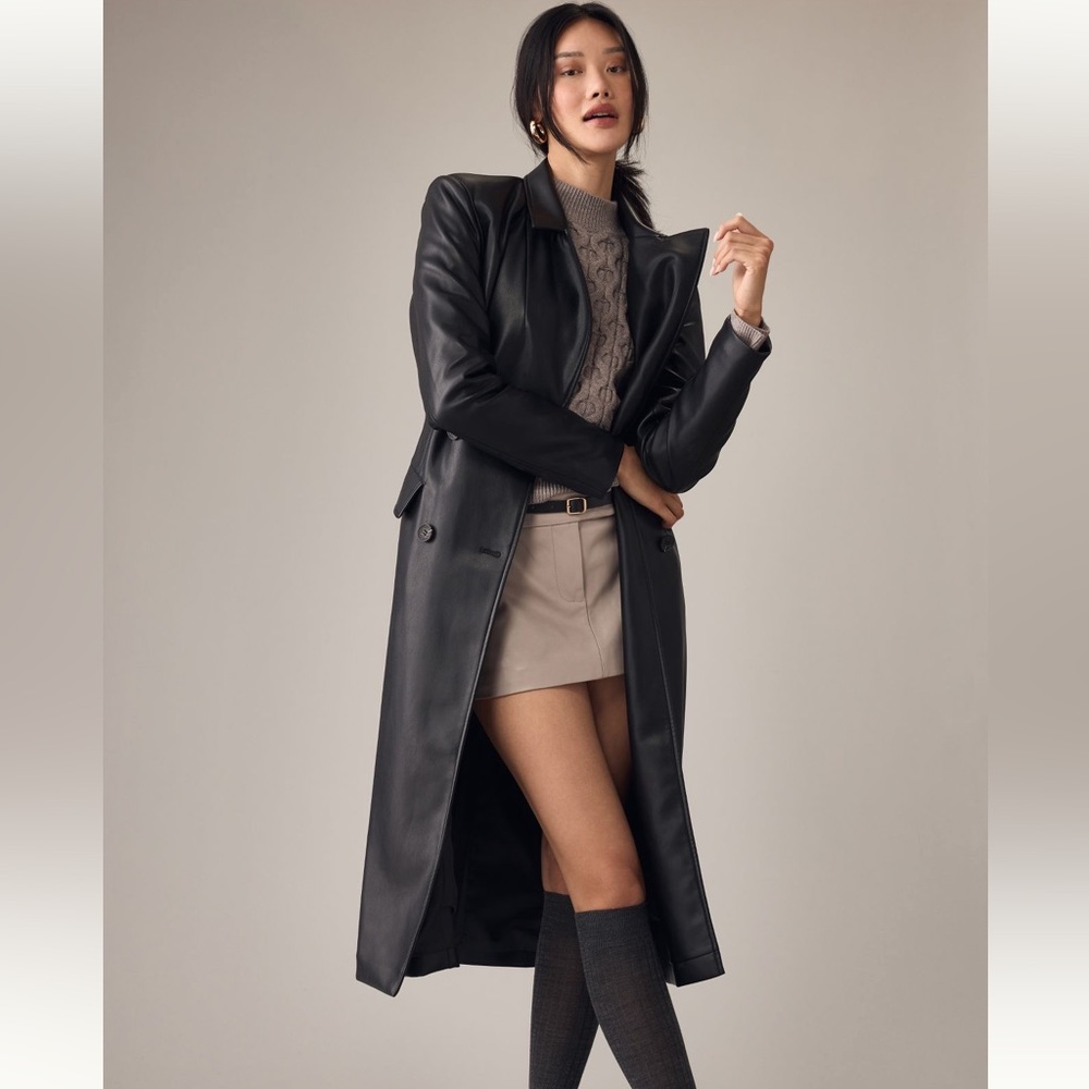 Avec Les Filles Faux Leather Trench Coat